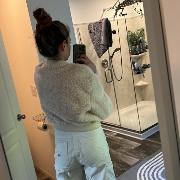 Zara faux shearling bomber pink/cream size s - Picture 5 of 7